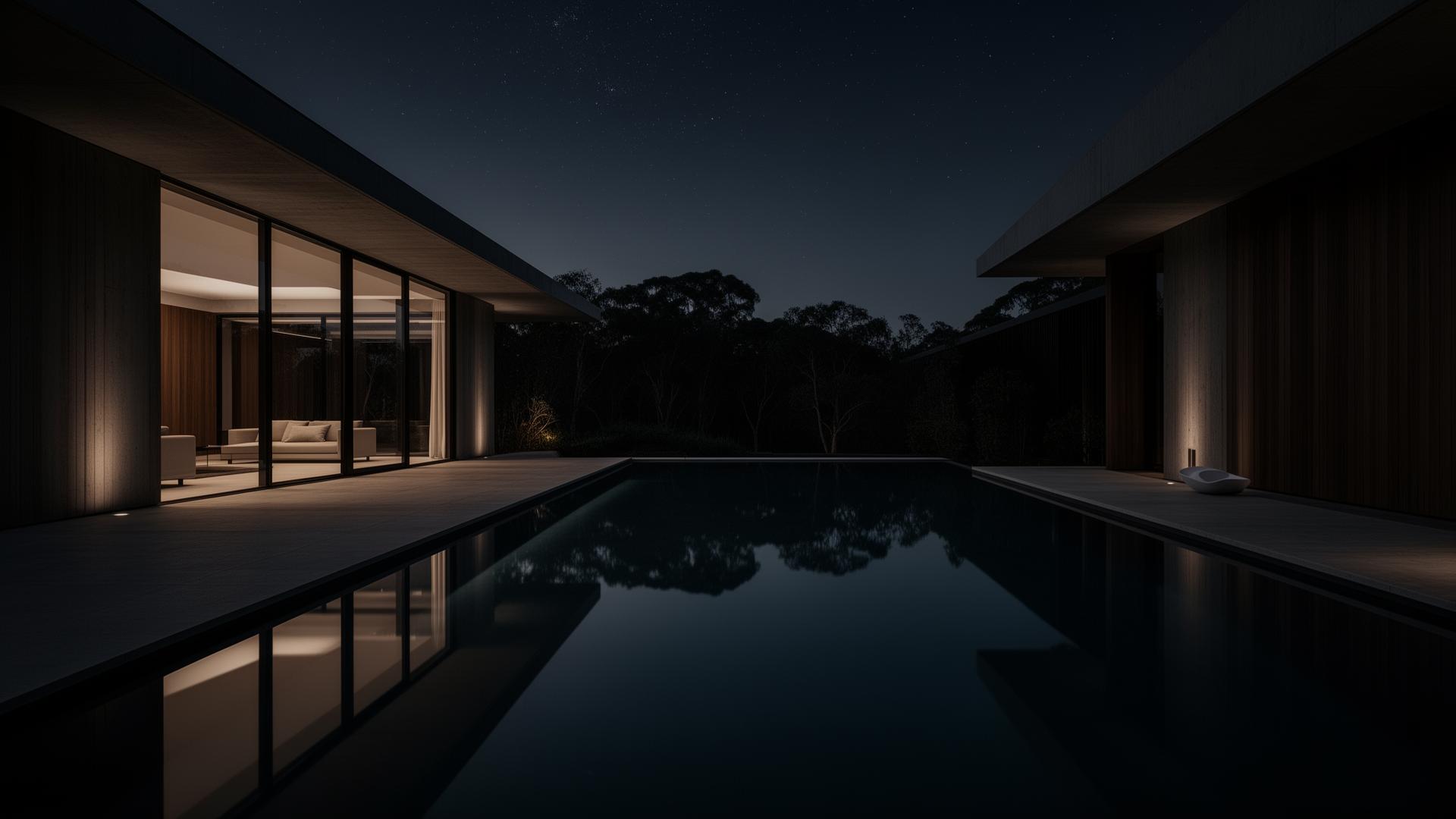 Modern Australian home at twilight